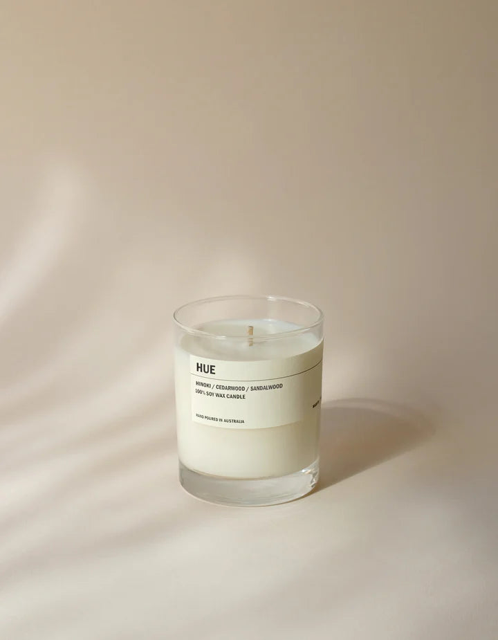 HUE : Hinoki / Cedarwood / Sandlewood Clear Glass 300G