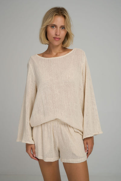 Allegra Mesh Top - Natural