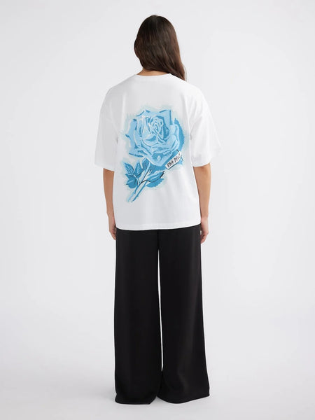 Blue Roses Tee - White