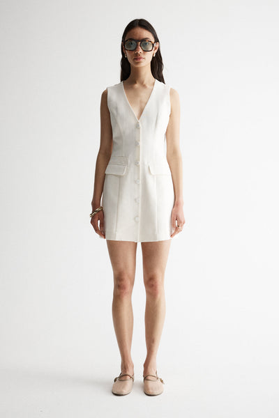 Ira Ivory Sleeveless Blazer Dress