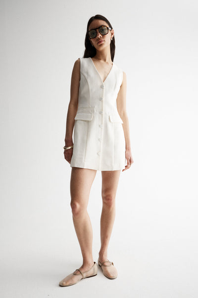 Ira Ivory Sleeveless Blazer Dress