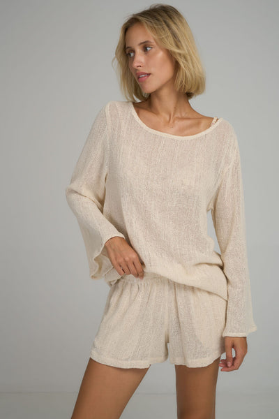 Allegra Mesh Top - Natural