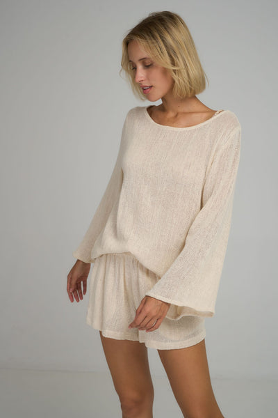 Allegra Mesh Top - Natural